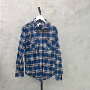 Classic Blue and Tan Plaid Men's Shirt